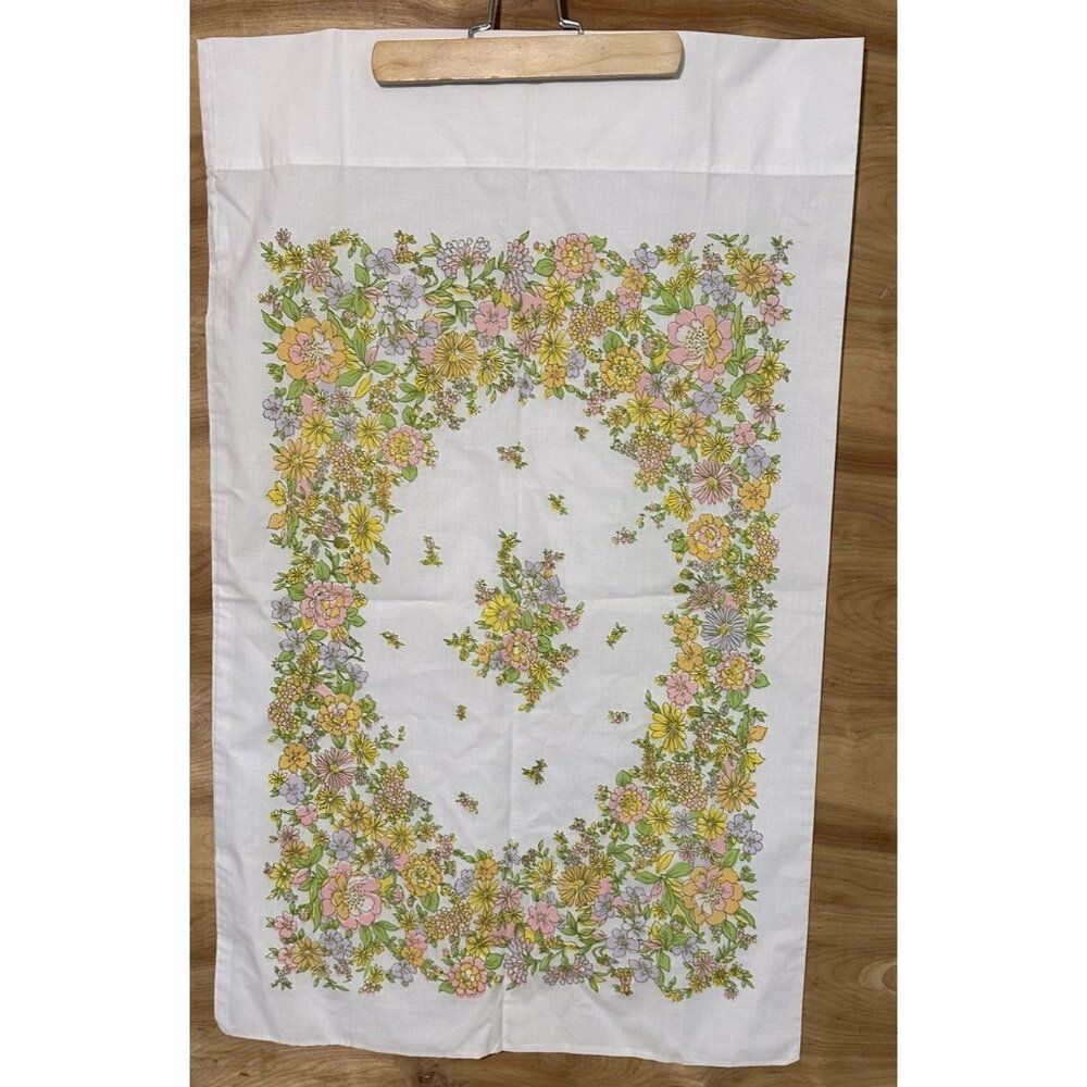 Vintage Retro 1970's Flowered Pillowcase Penny's Floral No Iron
